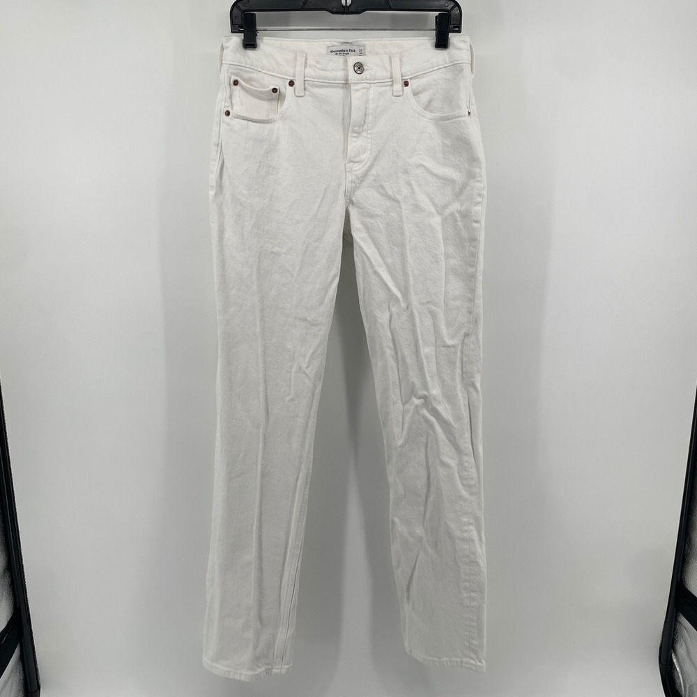 Abercrombie & Fitch Jeans Womens 27 White The 90s Straight Mid Rise Long Denim